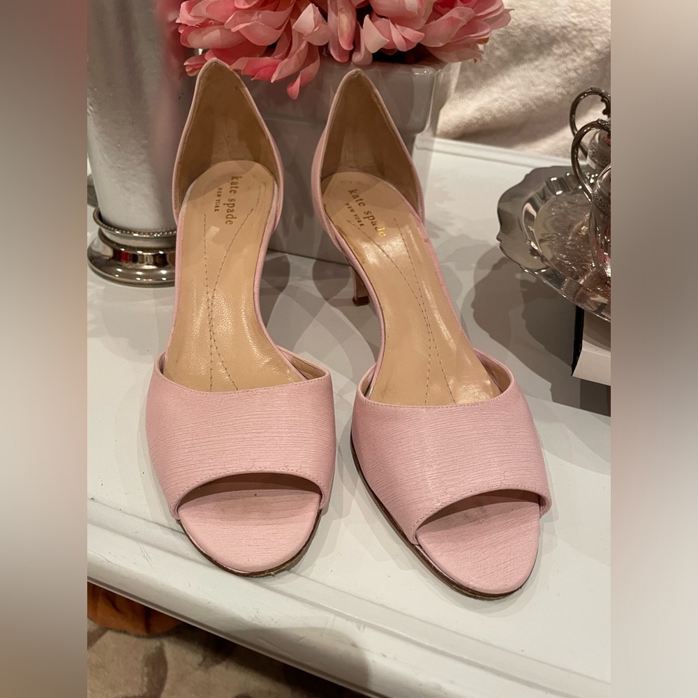 Kate Spade Pink Fabric kitten heels - Size 8
